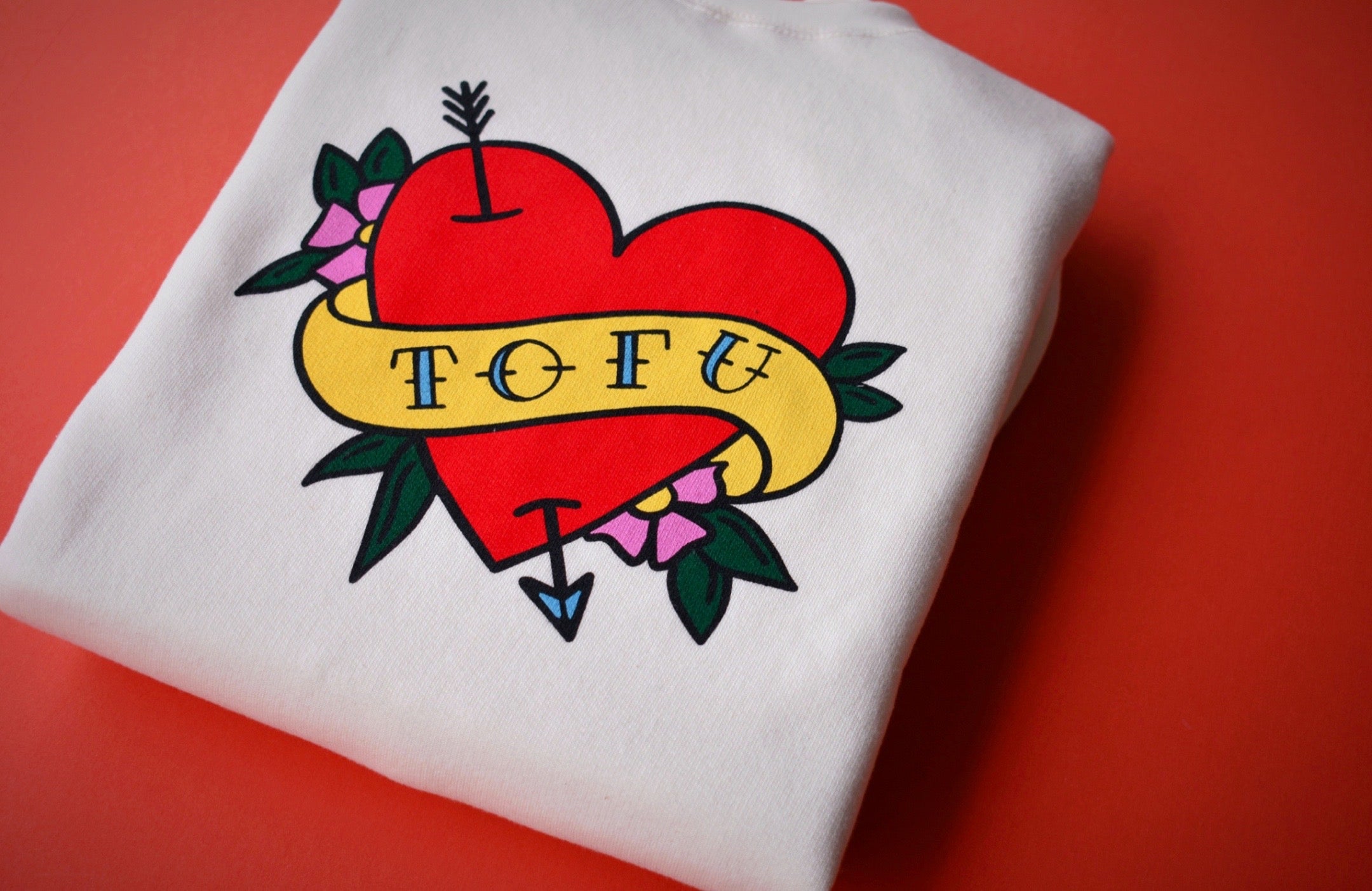 "Tofu Heart" Vegan Cream Sweater (Organic Cotton/Rayon Bamboo)